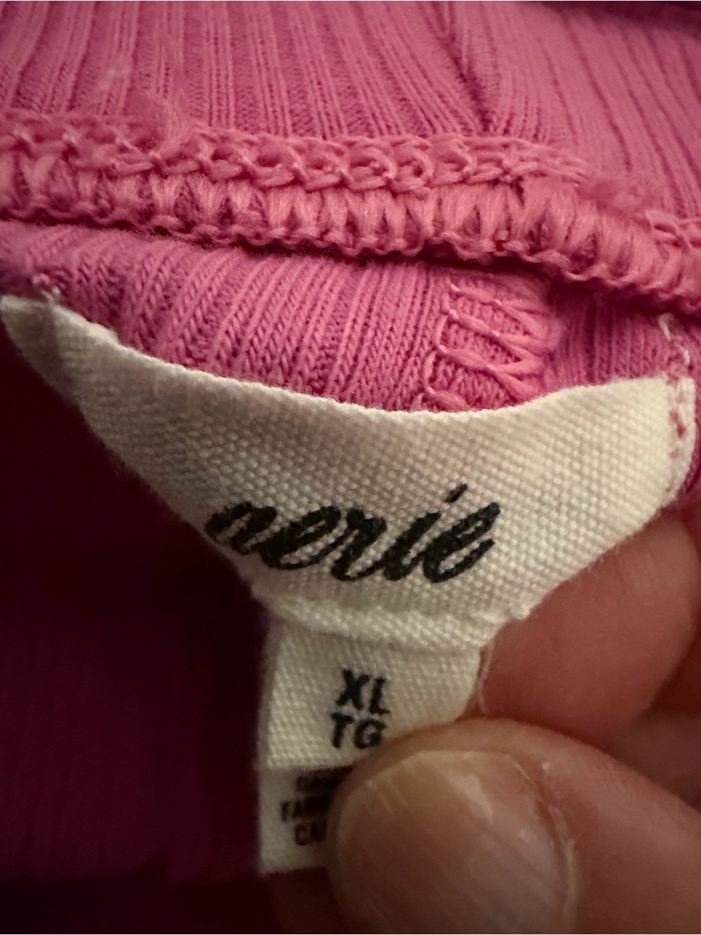 Aerie Wide-Leg Ribbed Pink Pants XL Tall - Picture 2 of 5